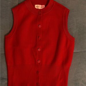 Vibrant Red Sleeveless Button-Down Shirt